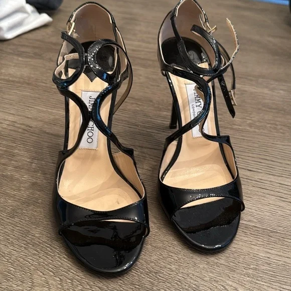 Jimmy Choo Lang 100MM Size 38.5 in Patent Leather Black - Picture 2 of 6